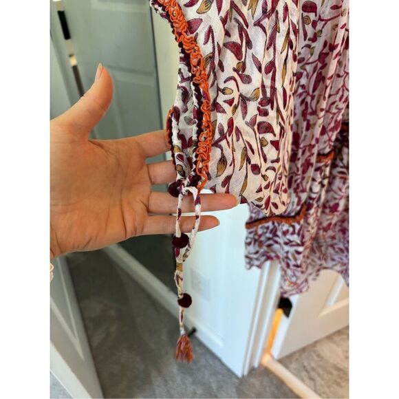 Poupette St Barth Women Pink Boho Ruffle Poncho Tiered Mini Dress, one size $300 - Picture 5 of 8